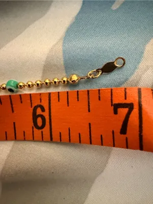Gold Beaded Bracelet with Green Evil Eye Accent Beads thumbnail 3