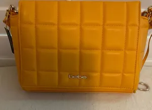 bebe Quilted Orange-Yellow Crossbody Bag thumbnail 1