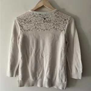 Lauren Ralph Lauren White Floral Lace‎ Crew Neck 3/4 Sleeve Crewneck Sweater thumbnail 4