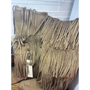 No Boundaries Tan Tall Faux Suede Fringe Boots Size 6 thumbnail 7