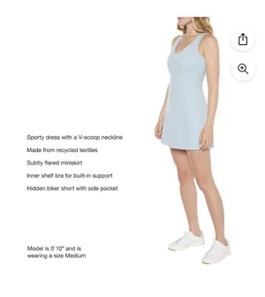 Gapfit Ladies Active Tank Tennis Dress With Hidden Biker Shorts, Sz L Light Blue. NWT . thumbnail 3