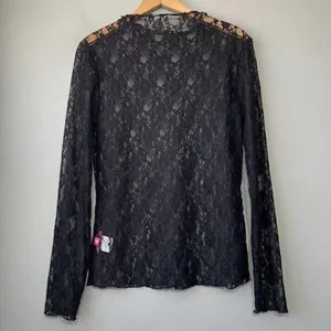 Sheer Lace Top Size Medium Black Whimsigoth Fairy Grunge Gothic Indie Sleaze thumbnail 4