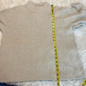 Vintage Mock Neck Sweater Women’s XL Soft Neutral Color Cable knit thumbnail 7