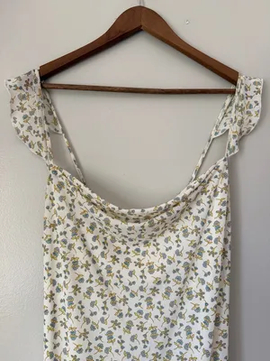Kirious LA Floral Slip Dress in Cream and Olive thumbnail 2