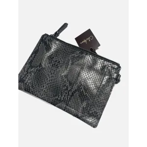 Cole Haan Zip Pouch Womens Medium‎ Black Snake Print Leather Wristlet Chelsea II thumbnail 4