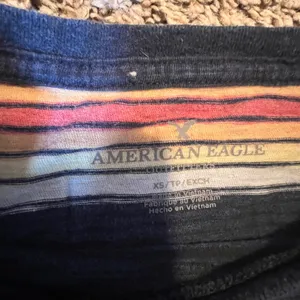 American Eagle Womens‎ XS Striped Pocket Tee Navy Blue Pink Yellow Short Sleeve thumbnail 2