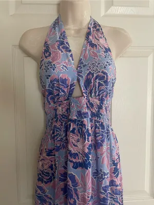 Zesica Floral Halter Maxi Dress in Lavender and Pink Small‎ thumbnail 2