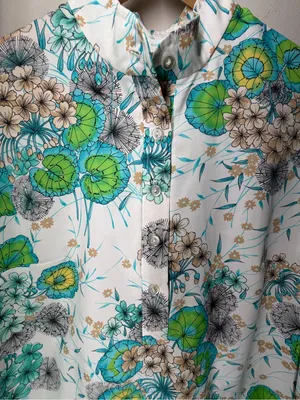 Vintage 70s Alex Colman Floral Mod Tunic Blouse Psychedelic‎ Button Front Top thumbnail 2