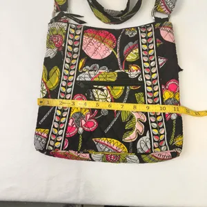 Vera Bradley Crossbody Women's Bag Black Purse Floral Quilted Moon Bloom Handbag thumbnail 5