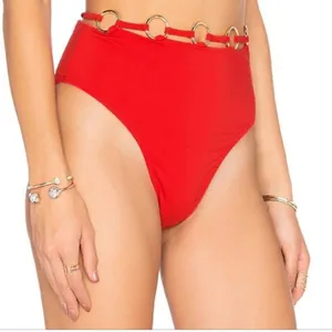 For Love and Lemons Mallorca Hi-Waist Bikini Bottom Red M thumbnail 1