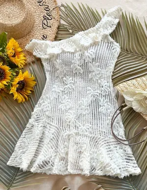 SheIn one shoulder beach cover up thumbnail 1