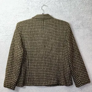 Jones New York Blazer Womens 12 Green Wool Silk‎ Blend Plaid Jacket Career Work thumbnail 4