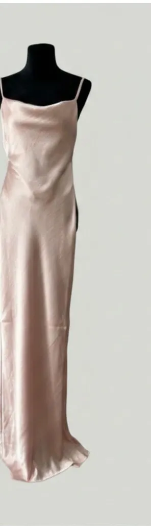 Asos Satin Cami Maxi Slip Dress Open Back Blush Pink Bridesmaid Wedding US4 NWT thumbnail 1