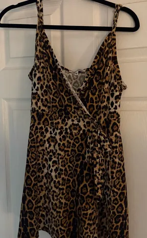 Leopard Print Wrap Dress Brown Size XL thumbnail 1