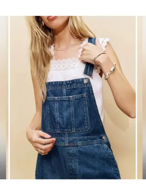 New Reformation M Arlo Denim Overalls Clearly Relaxed Fit Medium Regular thumbnail 4