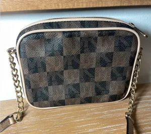 Michael Kors Gold Plaque Brown Checkered Mini Crossbody Bag thumbnail 2