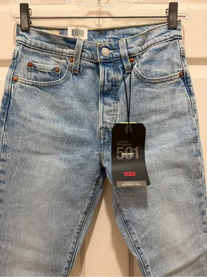 Levi's Light Blue Denim 501 Skinny High Waist Button Fly Jeans Size 24x28 thumbnail 3