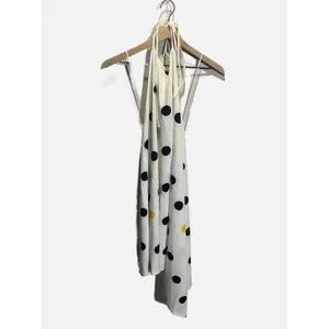 Zara Polka Dot Dress Womens Small White Yellow Halter Asymmetric Hem Summer Boho thumbnail 2