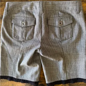 Guess Pinstripe Lace Trim Low Rise Shorts Gray Tailored Y2K Preppy Chic thumbnail 9
