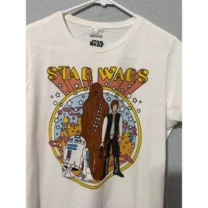 Star Wars Han Solo Chewbacca R2-D2 Graphic Tee Large White Womens Large Cotton thumbnail 6