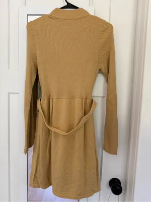 Free People French Girl Mini Dress Gold Shimmer Size Medium thumbnail 4