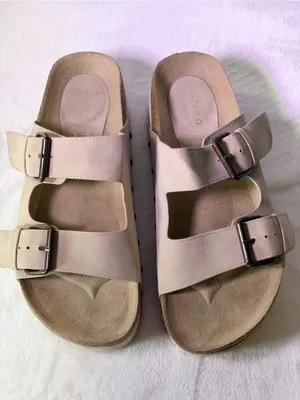 Altar'd State Beige Double-Buckle Platform Slide thumbnail 4