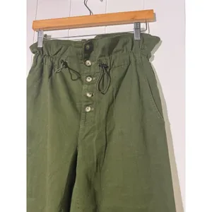 Urban Outfitters XS Olive Green Paperbag Waist Cotton Pants thumbnail 5