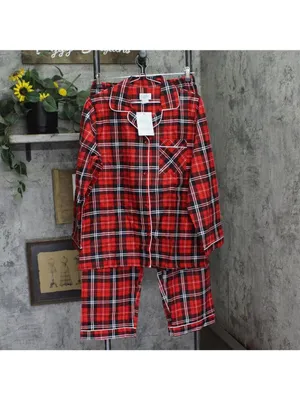 NWT Casual Nights Cotton Long Sleeve Button Down Pajama Set Red Black Plaid L thumbnail 2