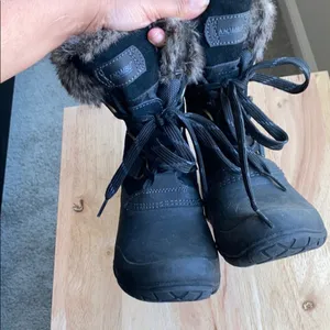 KHOMBU Slope winter boot faux fur black snow school chores size 6 warm commute thumbnail 5