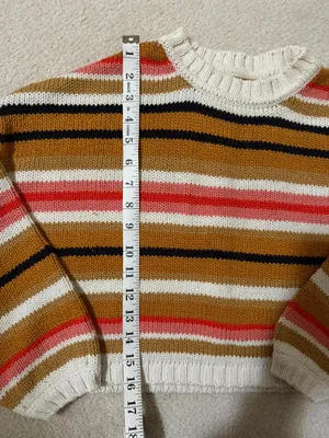 Billabong Multicolored Stripped, Boxy, Cropped Sweater in M thumbnail 2
