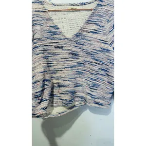 MADEWELL Blue White V- Neck Long Sleeve Cotton Sweater size Extra Large thumbnail 5