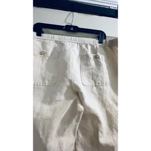 Liz‎ Claiborne Linen Blend Drawstring Crop Pants Beige Womens Large Wide Leg thumbnail 14