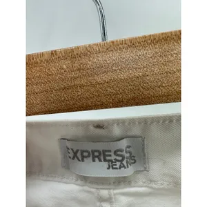 Express Shorts Women‎ 6 White Denim Cotton Blend Rolled Cuff Pockets thumbnail 5