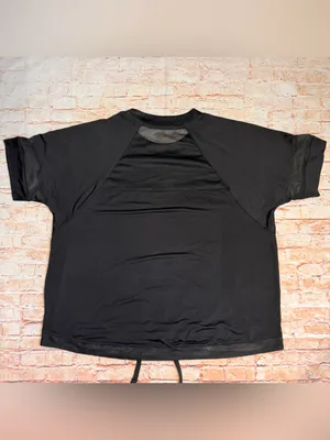 Women's Just Strong Black Muscle Tee with Drawcord Hem thumbnail 7