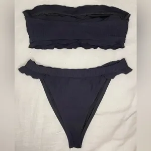 Ris-k Prowl Top & Horizon Bottom Ruffle Bikini, Black, Size S, NWOT thumbnail 6