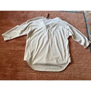 Madewell Lace Up 3/4 Sleeve Pullover Top Off White Casual Cotton Blend thumbnail 6