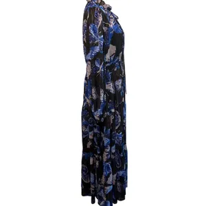 Pinch NWT Maxi Dress S LG Tiered Ruffled Lined Women's Peasant Sleeve Butterfly thumbnail 14