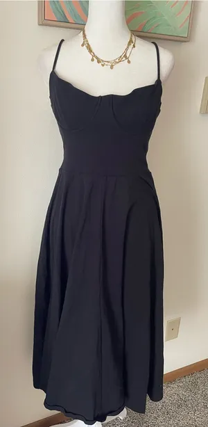 Reformation Serene Knit Organic Cotton Blend Midi Dress in Black Size Medium thumbnail 1