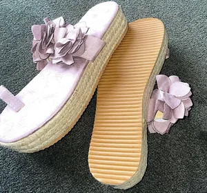 Lilac Lavender Flower Platform Wedge Sandals with Toe Loop Purple Size 7 thumbnail 7