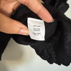J. Crew Women Size 0 Linen Eyelet Lace Black Cross Open Back Blouse Top thumbnail 5