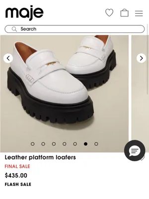 Like New Maje Leather Platform Loafers White Size 10.5 Retail $435.00 thumbnail 11