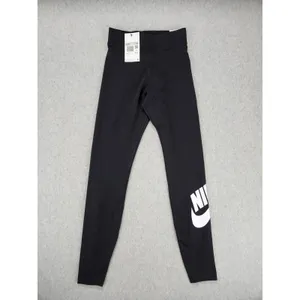 Nike Pants Womens XS Black Tight Leggings High Waisted Logo Swoosh Running Pants thumbnail 2