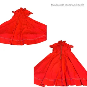 Vintage 1950'S Handmade Square Pattern Red Cotton Day Dress (S) thumbnail 12