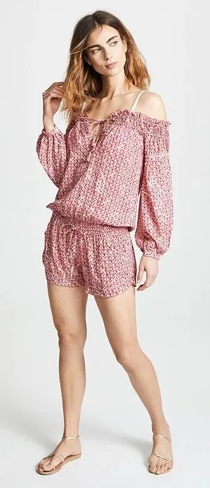 Poupette St Barth Clara Off The‎ Shoulder Romper Size Medium thumbnail 1