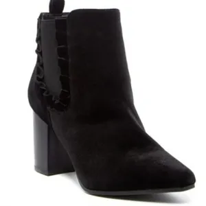 14th & Union Womens Size 8.5 Blain Velvet Ankle Boot Black Heeled Bootie Pointed thumbnail 2