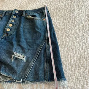 ✨ Free People We the Free Women’s Denim Button Fly Mini Skirt Raw Hem 29 thumbnail 10