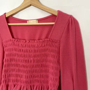 Altar'd State pink boho fairy whimsy cottagecore ruched top puffed sleeves S thumbnail 2