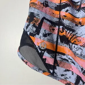 Lululemon Hotty Hot Multi Shorts size 10 tall Black Blue Orange print thumbnail 4