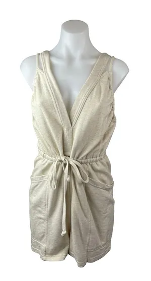 Daily Practice Beige Sleeveless V Neck Tie Waist Cami Tank Romper Shorts Size S thumbnail 1