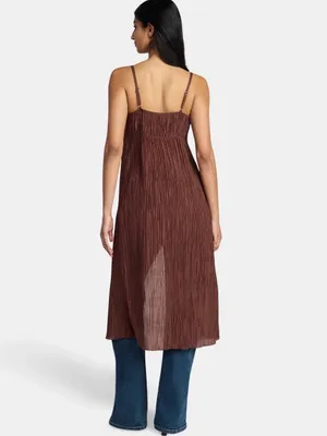 Madden NYC Women's Flyaway Brown Sleeveless Long Front-Slit Tunic Top Size M thumbnail 2